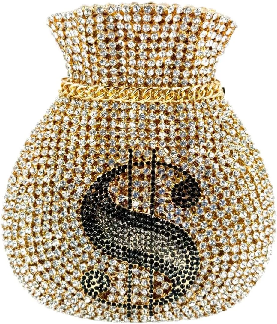 Money Crystal Clutch Bag Women Dollars Evening Handbags Bridal Party Rhinestone Clutch Purse Cocktail Bag,Mini