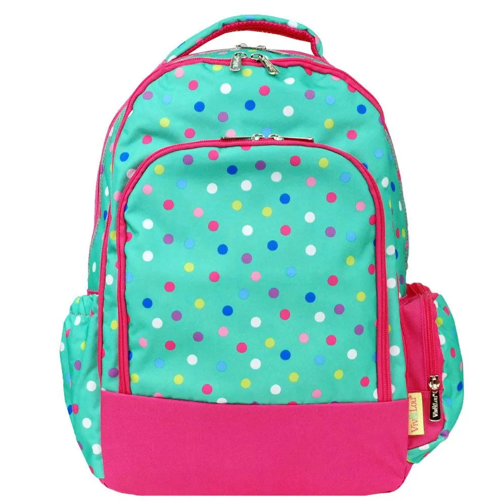 Monogrammed Lotti Polka Dot Mint Backpack