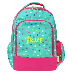 Monogrammed Lotti Polka Dot Mint Backpack
