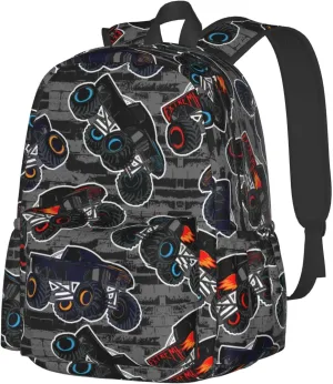 Monster Trucks Cars Pattern Laptop Backpack For Men Women, Lightweight Daypack Bookbag For Daily Commutes Business Travel Hiking