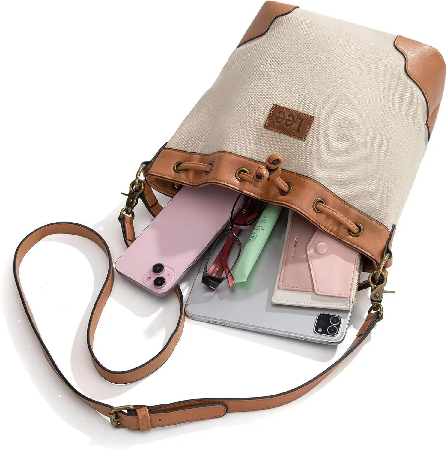 Montana West X Lee Bucket Bag for Women Drawstring Hobo Crossbody Bag with Detachable Straps