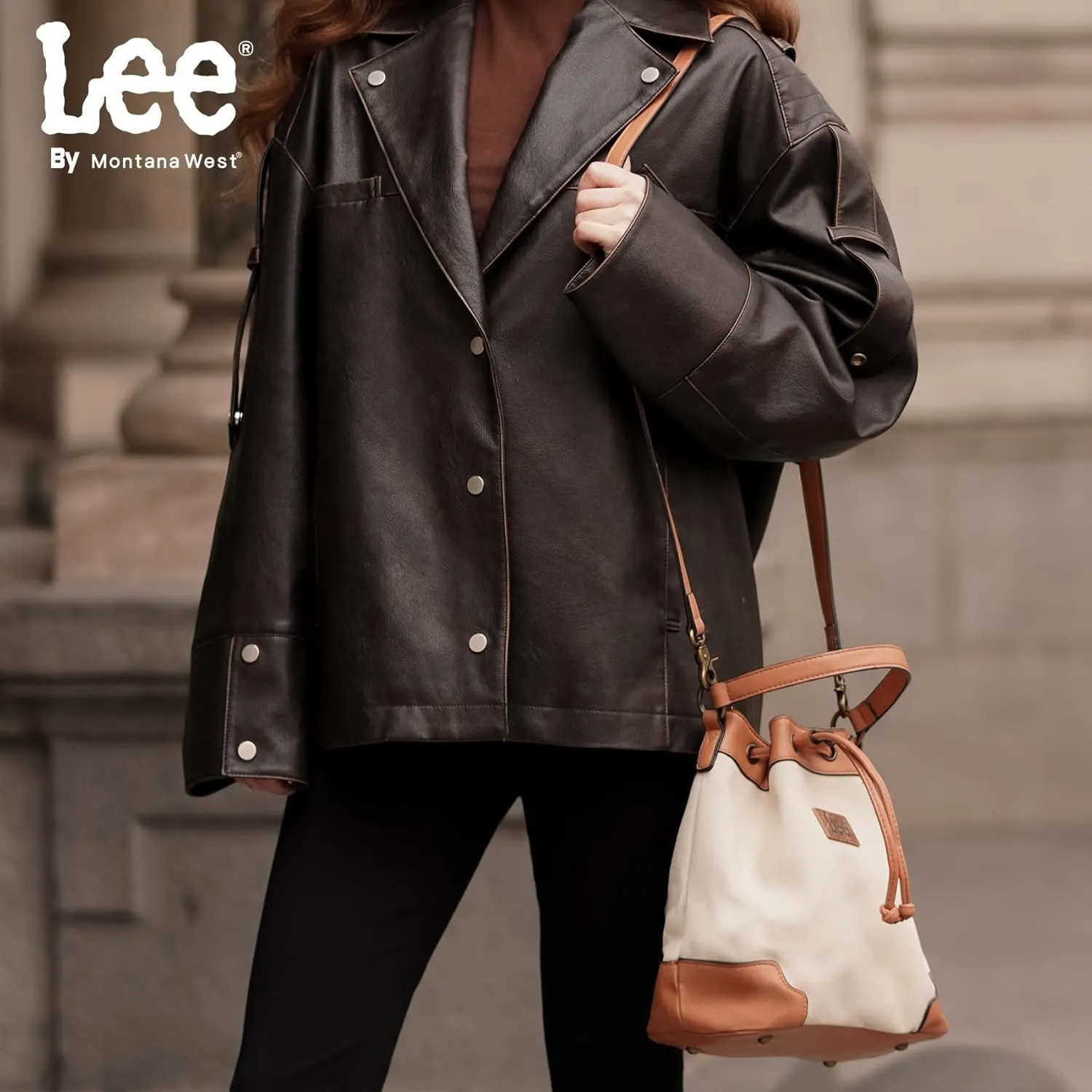 Montana West X Lee Bucket Bag for Women Drawstring Hobo Crossbody Bag with Detachable Straps
