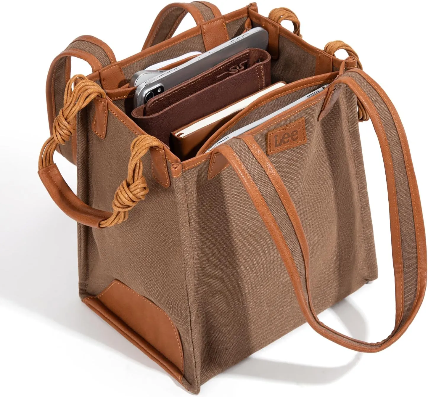 Montana West x Lee Canvas Tote Bag for Women Square Shoulder Handbag with Multiple Pockets for Work