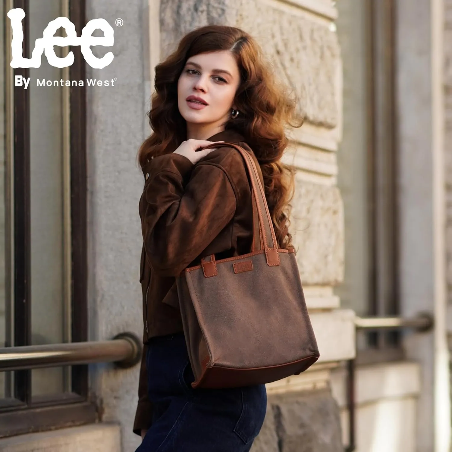 Montana West x Lee Canvas Tote Bag for Women Square Shoulder Handbag with Multiple Pockets for Work