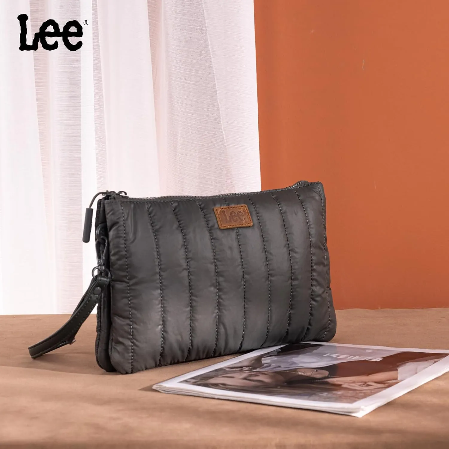 Montana West x Lee Large Wristlet Purse for Women Quilted Puffer Clutch Slim Wallet Handbags Holder Cell Phone Organizer