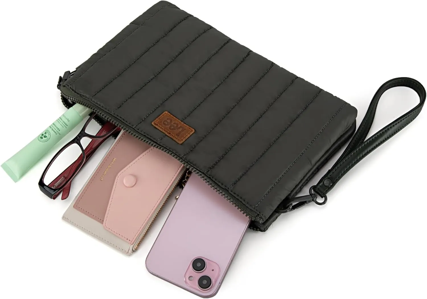 Montana West x Lee Large Wristlet Purse for Women Quilted Puffer Clutch Slim Wallet Handbags Holder Cell Phone Organizer