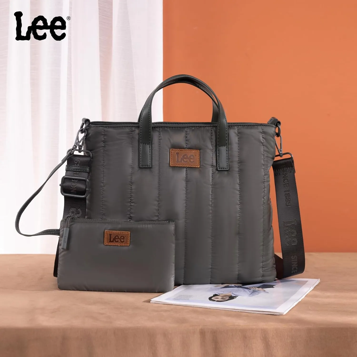 Montana West x Lee Puffer Tote Bag Lightweight Crossbody Bags for Women with Clutch