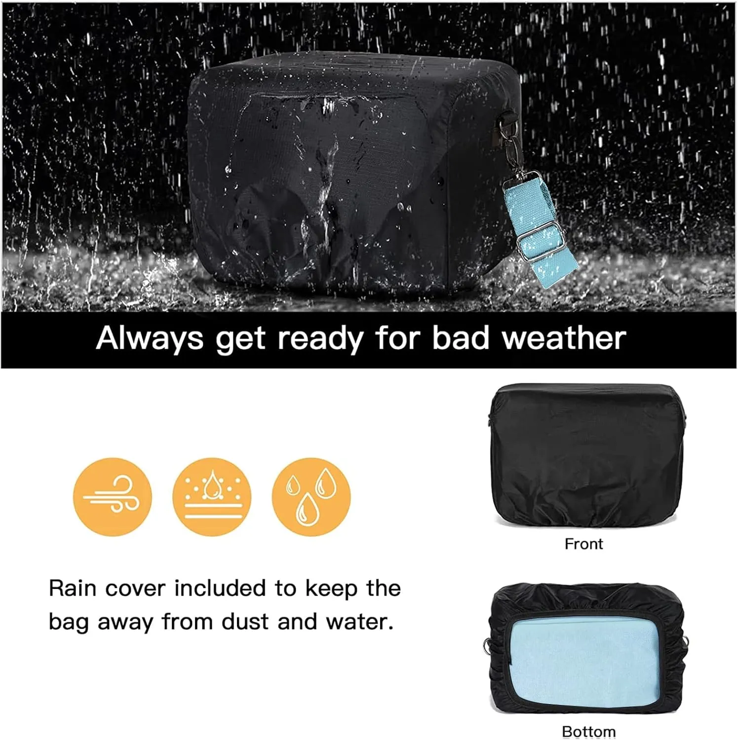 MOSISO Camera Case Crossbody Shoulder Messenger Bag, DSLR/SLR/Mirrorless Photography Vintage PU Leather Flap Gadget Bag with Rain Cover Compatible with Canon/Nikon/Sony Camera and Lens, Air Blue