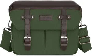MOSISO Camera Case Crossbody Shoulder Messenger Bag, DSLR/SLR/Mirrorless Photography Vintage PU Leather Flap Gadget Bag with Rain Cover Compatible with Canon/Nikon/Sony Camera and Lens, Army Green