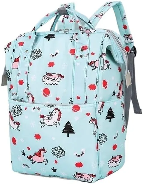 Mother And Baby Mommy Bag Oxford Cloth Waterproof Cloth Printed Mother's Diaper Ready To Give Birth Bag With Large Capacity(Dark blue unicorn)