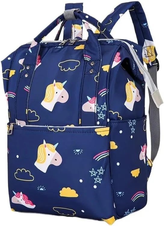 Mother And Baby Mommy Bag Oxford Cloth Waterproof Cloth Printed Mother's Diaper Ready To Give Birth Bag With Large Capacity(Dark blue unicorn)