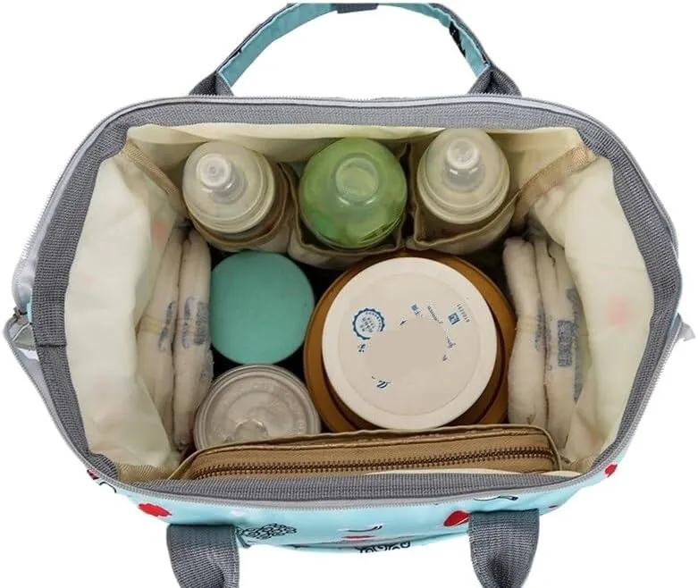 Mother And Baby Mommy Bag Oxford Cloth Waterproof Cloth Printed Mother's Diaper Ready To Give Birth Bag With Large Capacity(Sky blue alpaca)