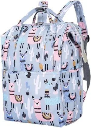 Mother And Baby Mommy Bag Oxford Cloth Waterproof Cloth Printed Mother's Diaper Ready To Give Birth Bag With Large Capacity(Sky blue alpaca)