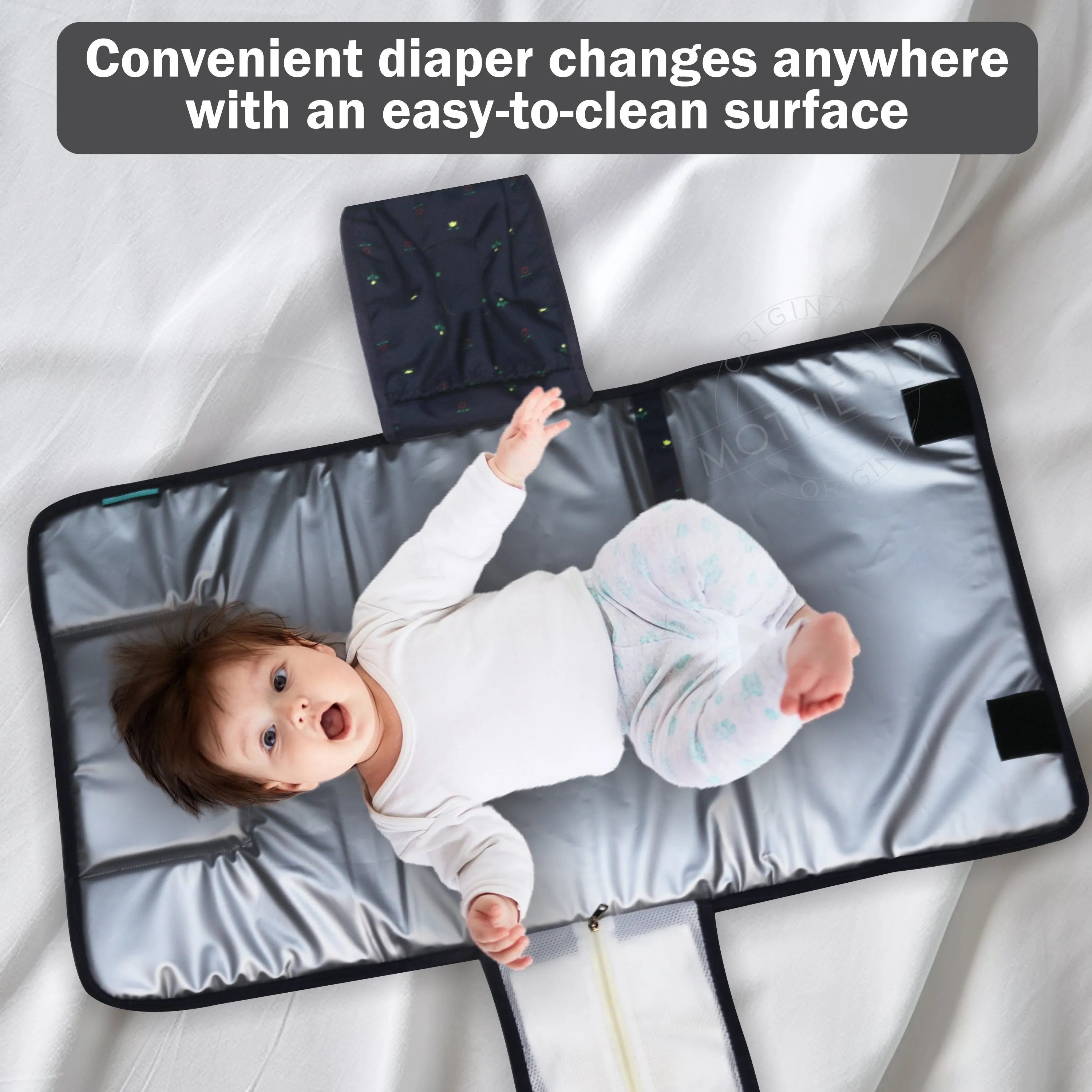 Motherly Portable Diaper Changing Mat for Newborn baby, Leakage Proof Diaper Changing Pad for Traveling with Advanced Features, One-Hand Foldable Massage Mat, Baby Shower Gift