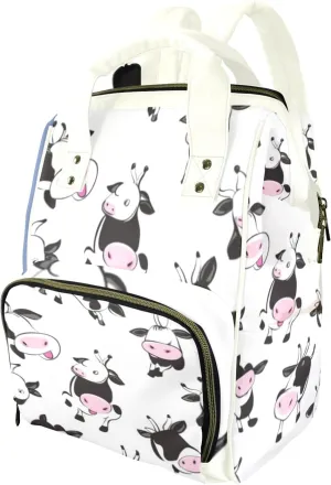 Multifunction Diaper Changing Backpacks with Insulated Pockets,Large Capacity dairy cow(I-F0002) Laptop Backpack Travel Backpack Diaper Bag for Moms and Dads,Waterproof