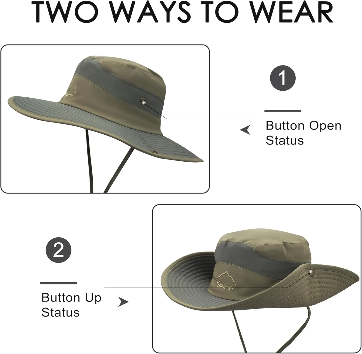 Muryobao Men's Sun Hats UV Protection Summer Hat Wide Brim UPF50 Fishing Boonie Hat Waterproof Packable Bucket Cap