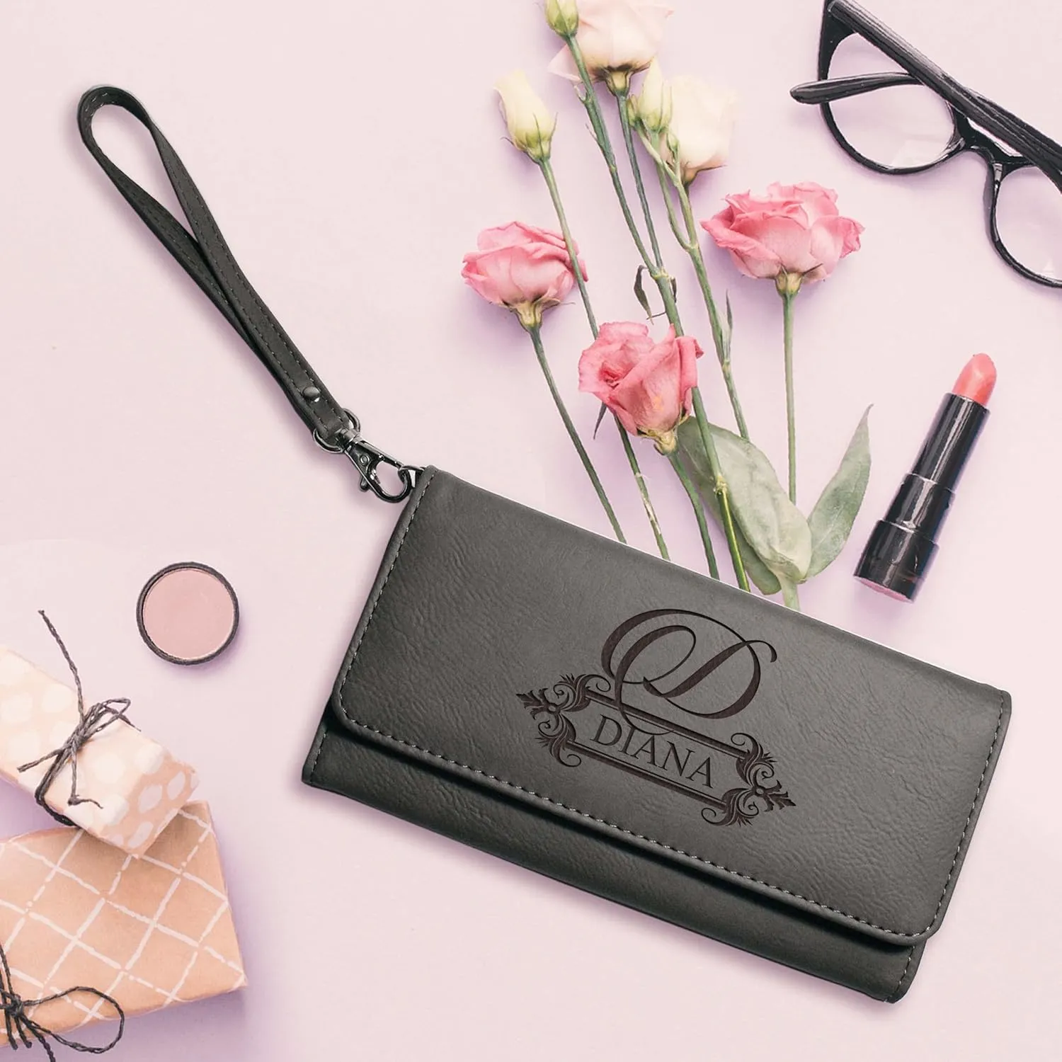 My Personal Memories, Personalized Women's Wristlet Wallet Clutch Purse with Removable Strap that Fits Keys, Phone and more