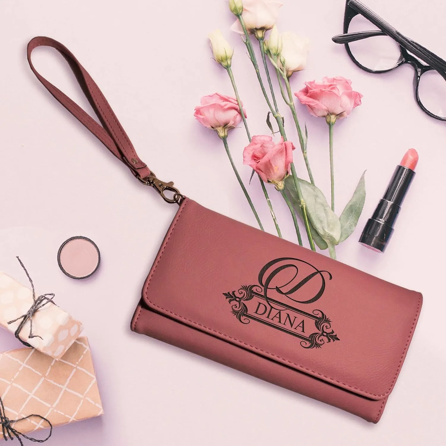 My Personal Memories, Personalized Women's Wristlet Wallet Clutch Purse with Removable Strap that Fits Keys, Phone and more