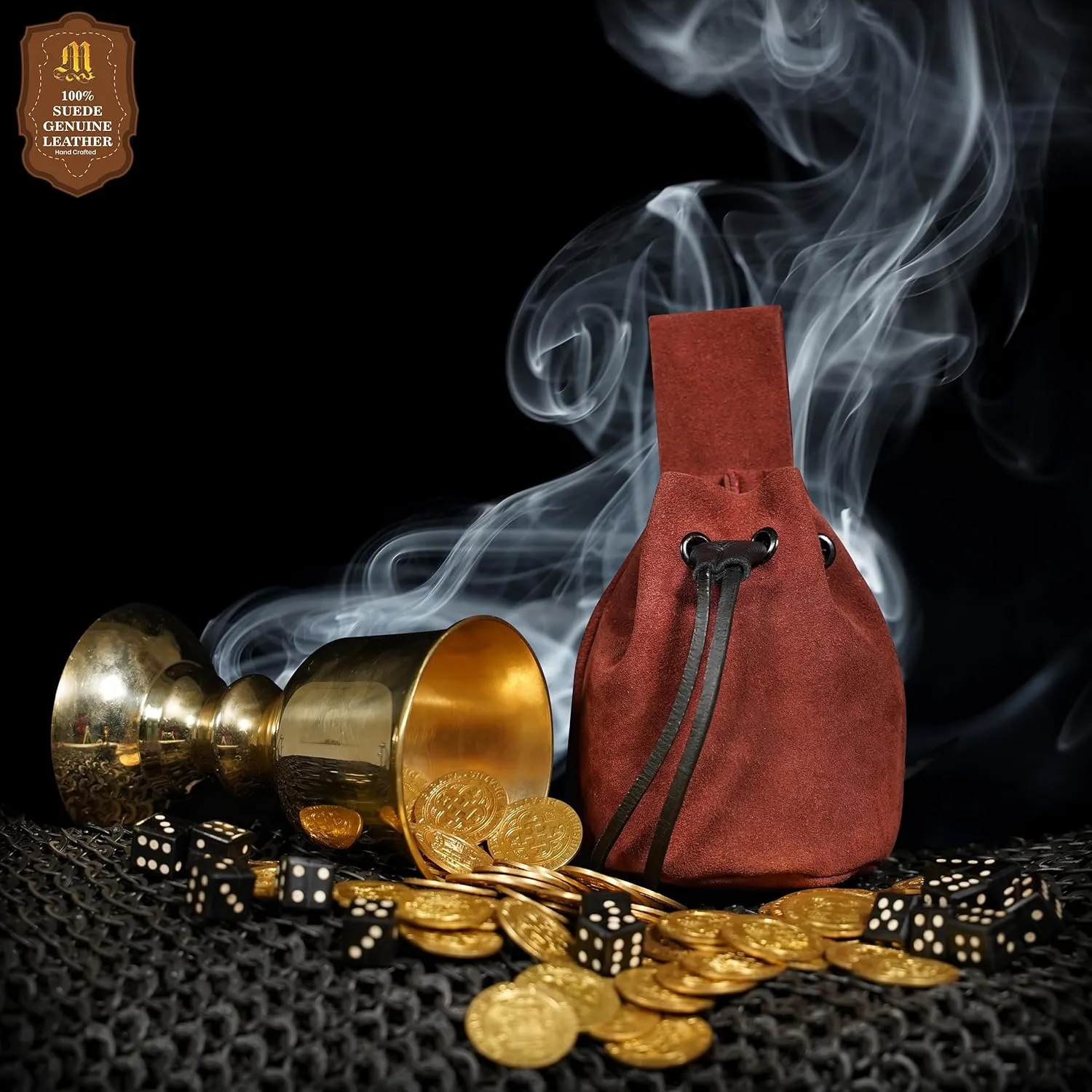 Mythrojan Medieval Drawstring Belt Bag, Ideal for SCA LARP Reenactment & Ren Fair