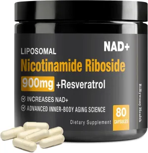 NAD Supplement - NAD  with Nicotinamide Riboside (NR) and Resveratrol Quercetin 900mg Pure Organic NAD Plus for Cellular Repair Healthy Aging Brain Function, 80 Capsules