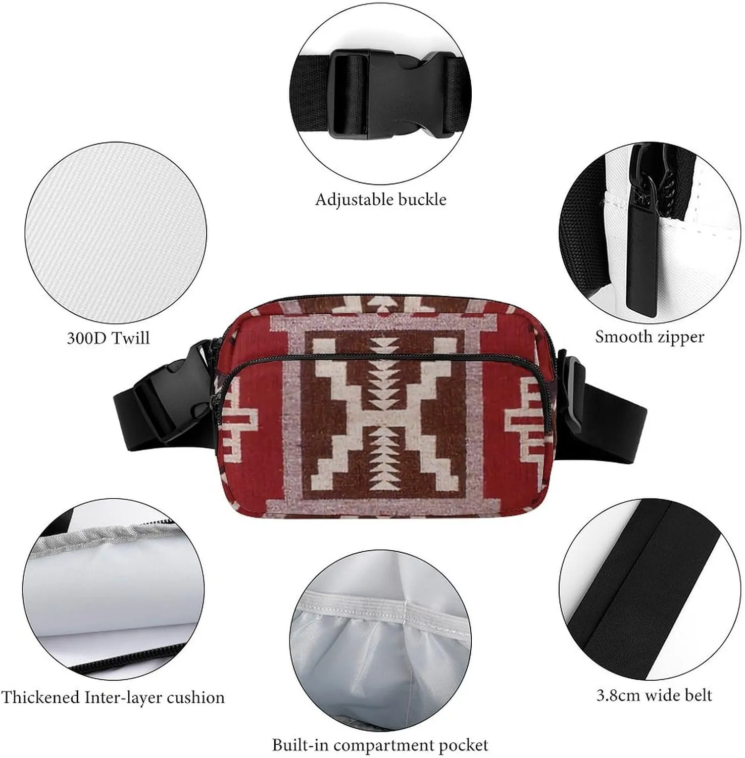 Native American Storm Large Capacity Portable All Print Waist Bag