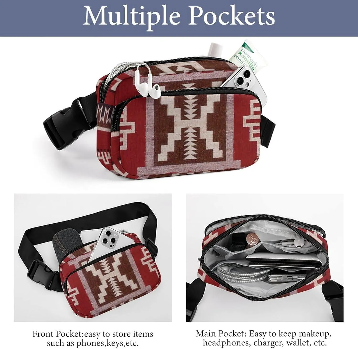 Native American Storm Large Capacity Portable All Print Waist Bag