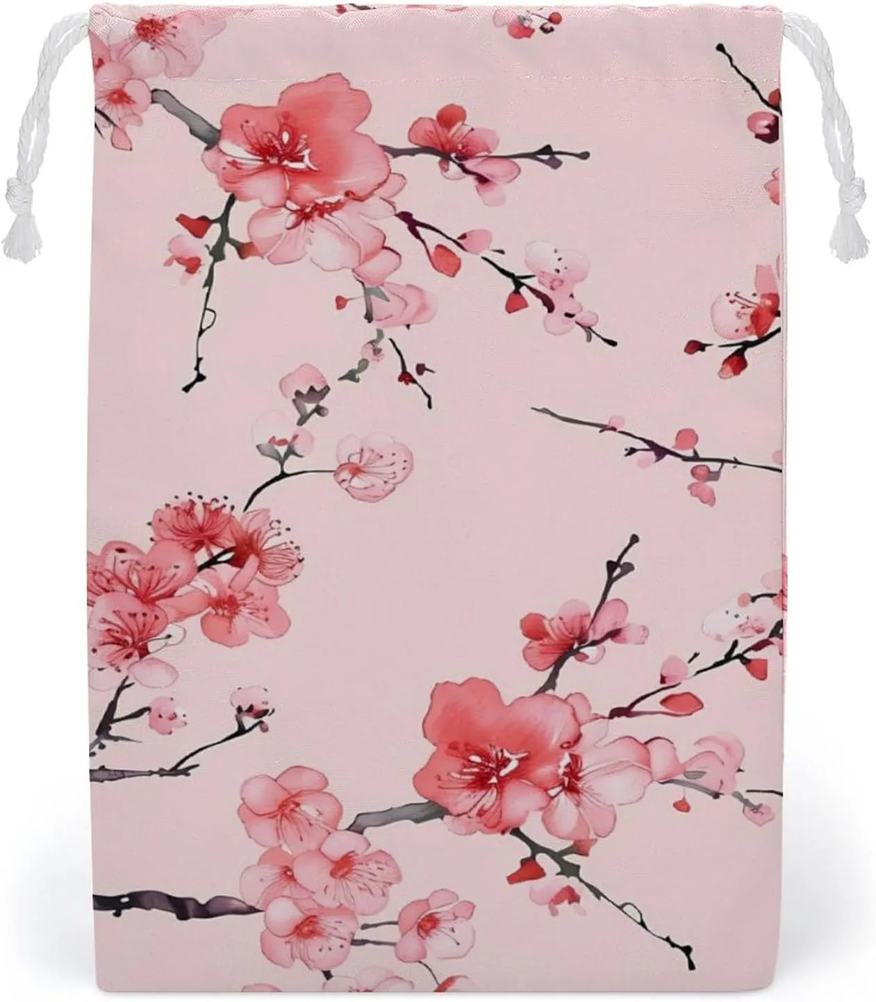 Nature Cherry Flowers Drawstring Bag Portable Storage Bags Small Pouch for Sports Travel 12 * 18cm