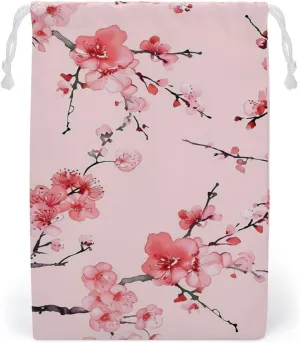 Nature Cherry Flowers Drawstring Bag Portable Storage Bags Small Pouch for Sports Travel 12 * 18cm