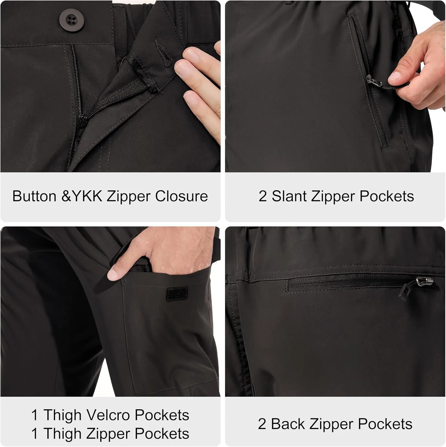 NATUVENIX Hiking Pants Men Lightweight Travel Pants for Men Quick Dry Mens Fishing Pants Water Resistant Cargo Work Pants