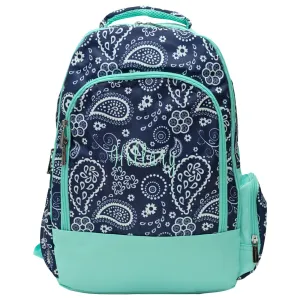 Navy Paisley Personalized Laptop Backpack