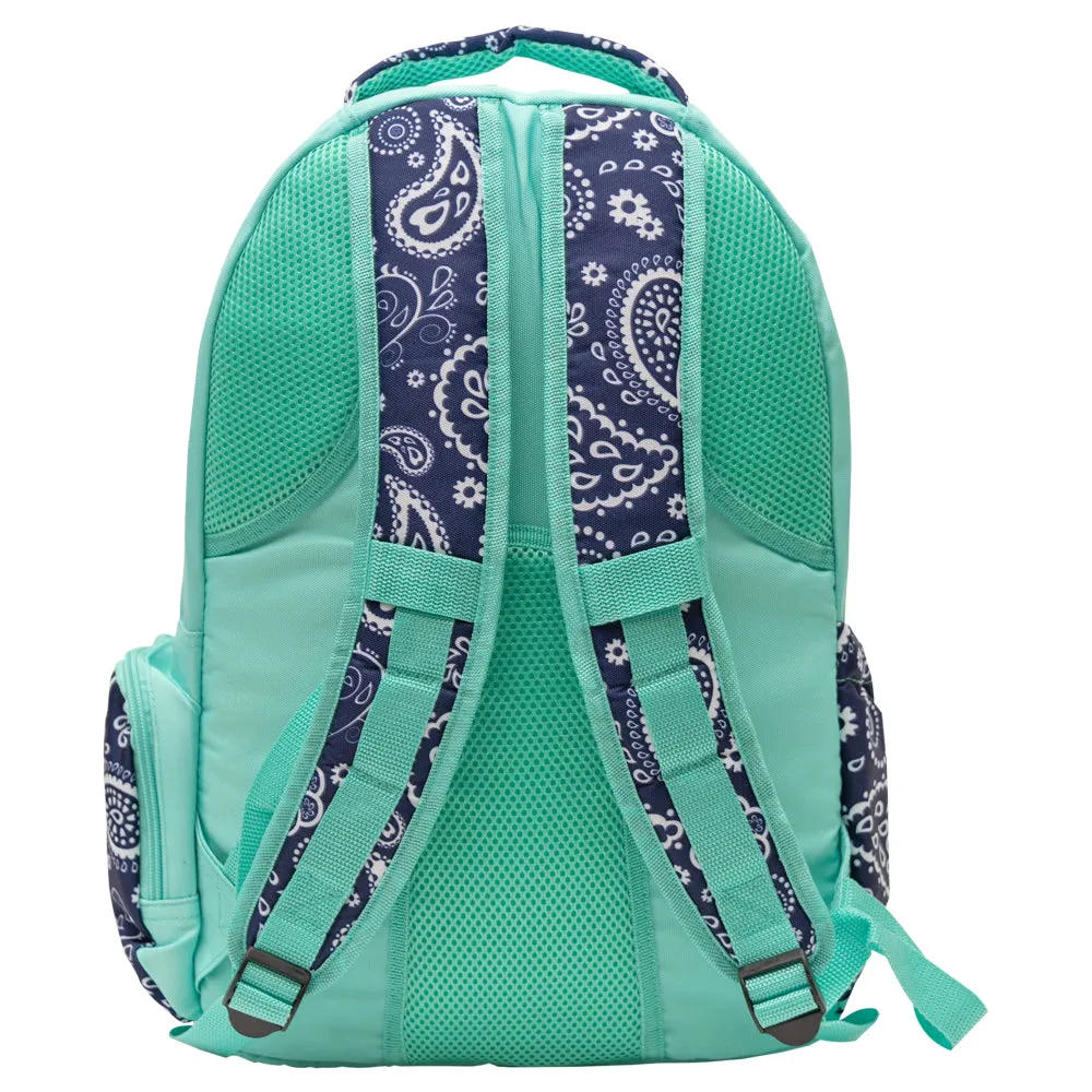 Navy Paisley Personalized Laptop Backpack