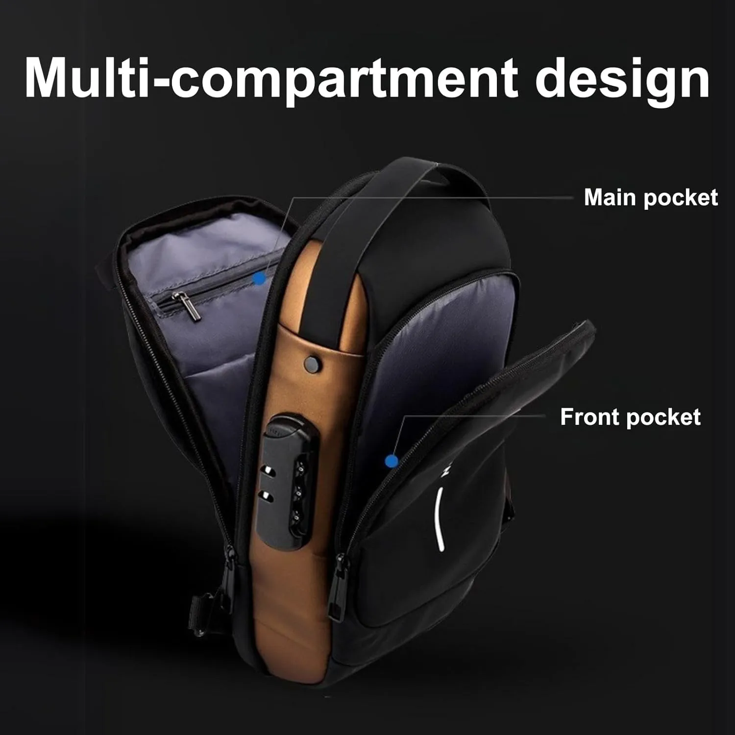 New Carbon Fiber Streamline Anti-Theft Sling Bag, with Charging Port, Anti-Theft and Waterproof, for Travel, Work