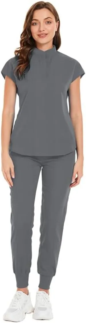 Niaahinn Scrub Set for Women - Top & Jogger Pant With Multiple Pockets - Medium Uniform Suit