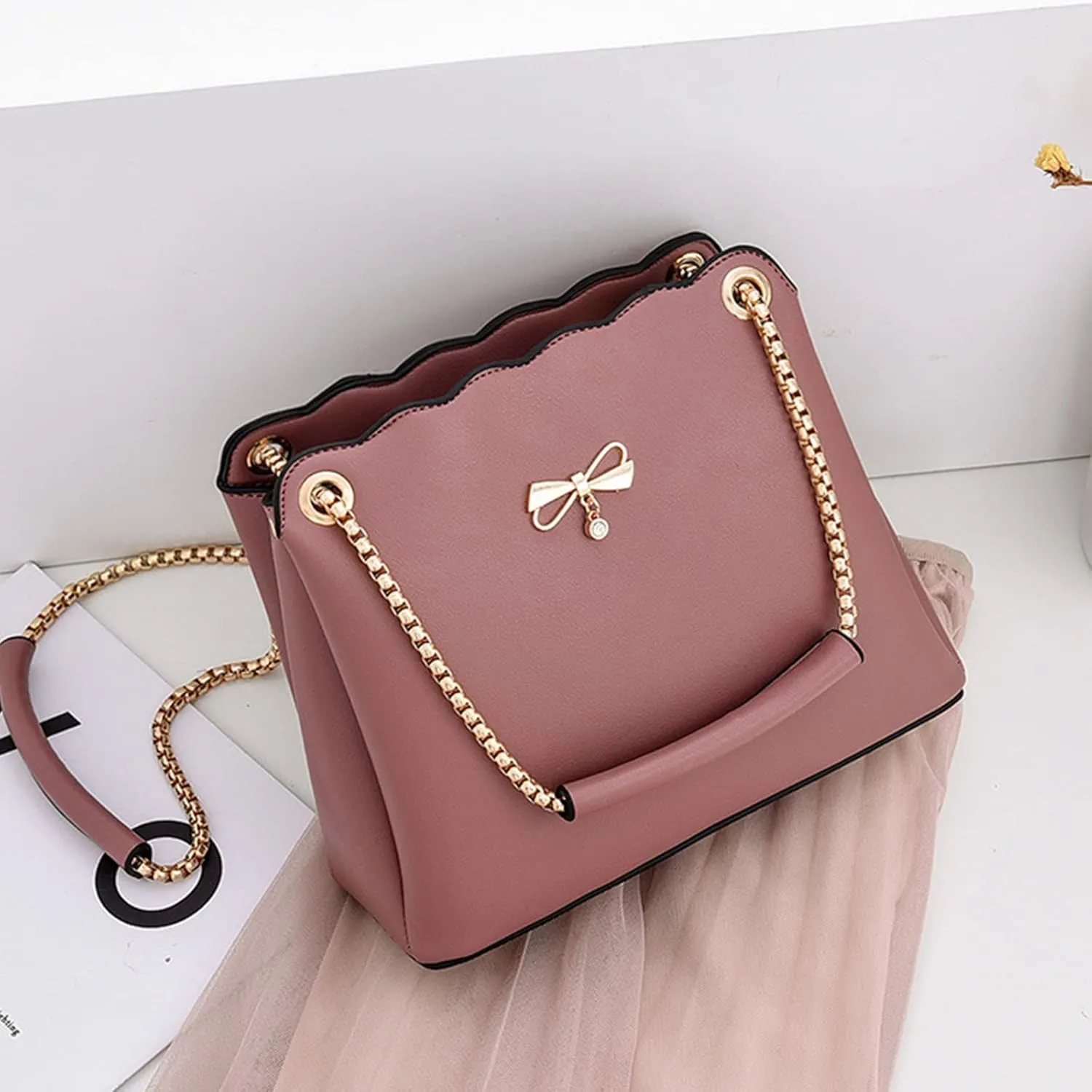NICOLE & DORIS Small Handbags Shoulder Bag for Women Satchel Handbags PU Leather Clutch Bags Ladies Underarm Bag with Chain