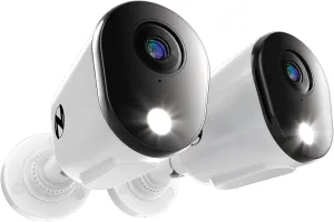 Night Owl SP Wired 2K Deterrence Add On Cameras with 2-Way Audio - 2 Pack - White