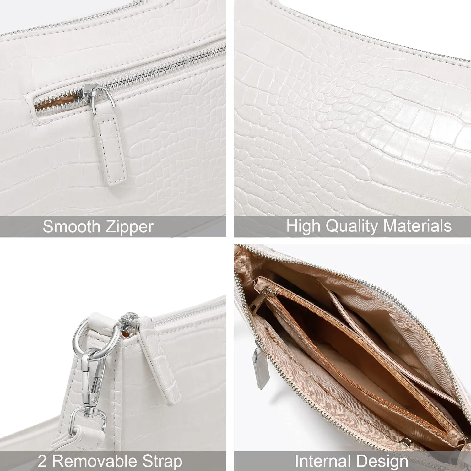 NIUEIMEE ZHOU Small Shoulder bag with 2 Removable Straps Cross Body Clutch Purse Handbag for Women
