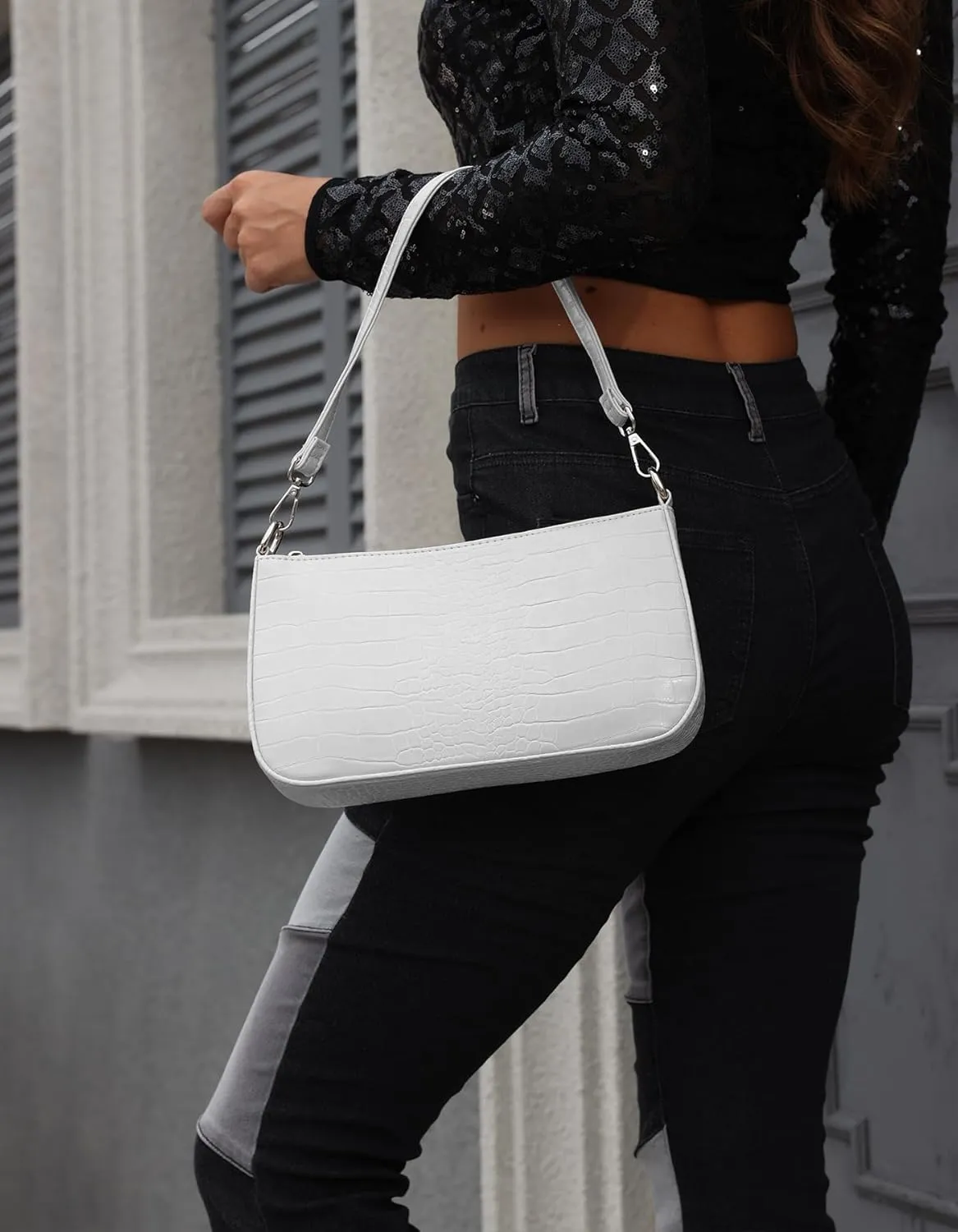 NIUEIMEE ZHOU Small Shoulder bag with 2 Removable Straps Cross Body Clutch Purse Handbag for Women