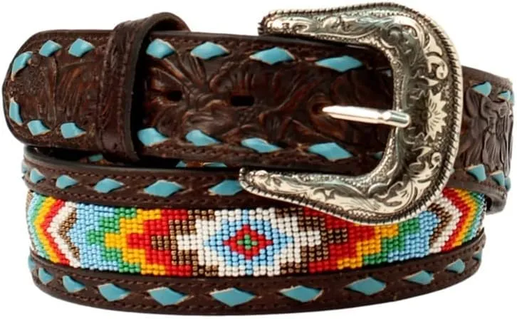 Nocona Western Belt Womens Beaded Buck Laced Floral Tab N320003902