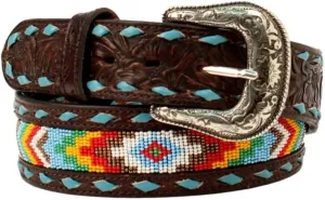 Nocona Western Belt Womens Beaded Buck Laced Floral Tab N320003902