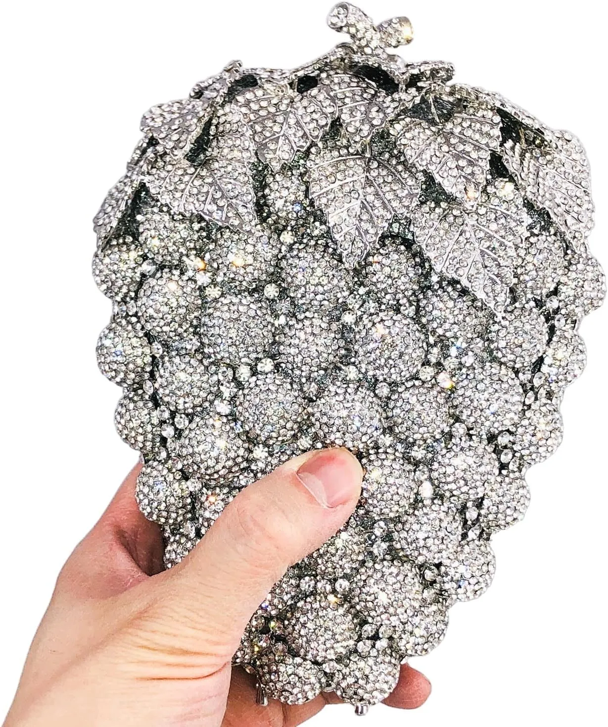 Novelty Grapes Crystal Clutch Bag Women Fruits Evening Handbags Bridal Party Rhinestone Clutch Purse Wedding Bag,Small