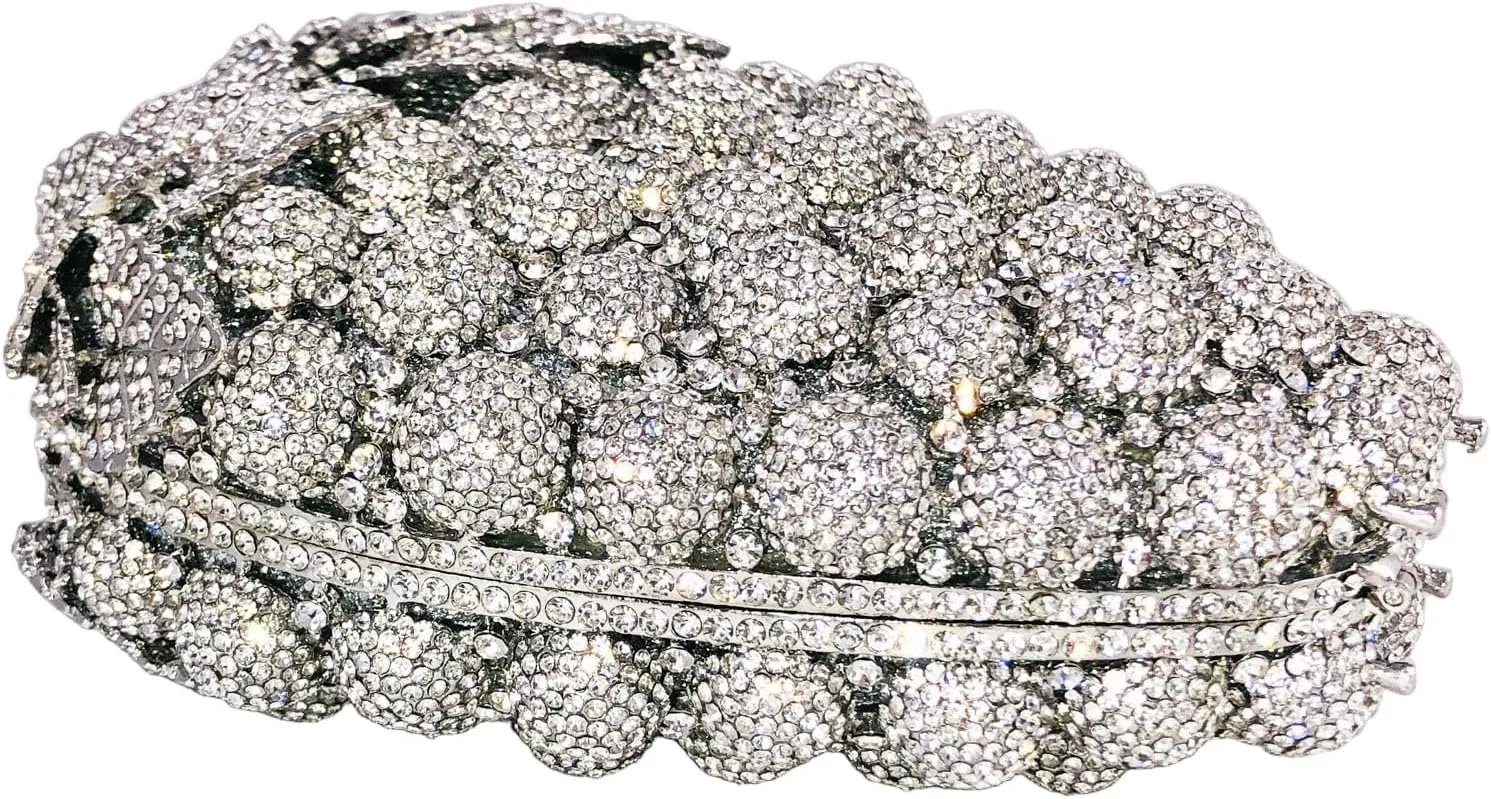 Novelty Grapes Crystal Clutch Bag Women Fruits Evening Handbags Bridal Party Rhinestone Clutch Purse Wedding Bag,Small