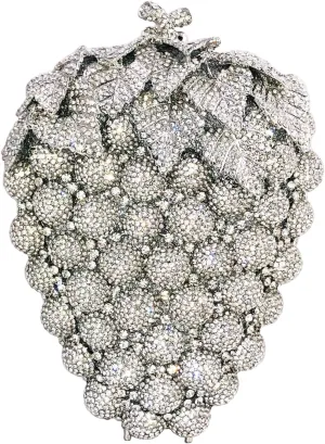 Novelty Grapes Crystal Clutch Bag Women Fruits Evening Handbags Bridal Party Rhinestone Clutch Purse Wedding Bag,Small