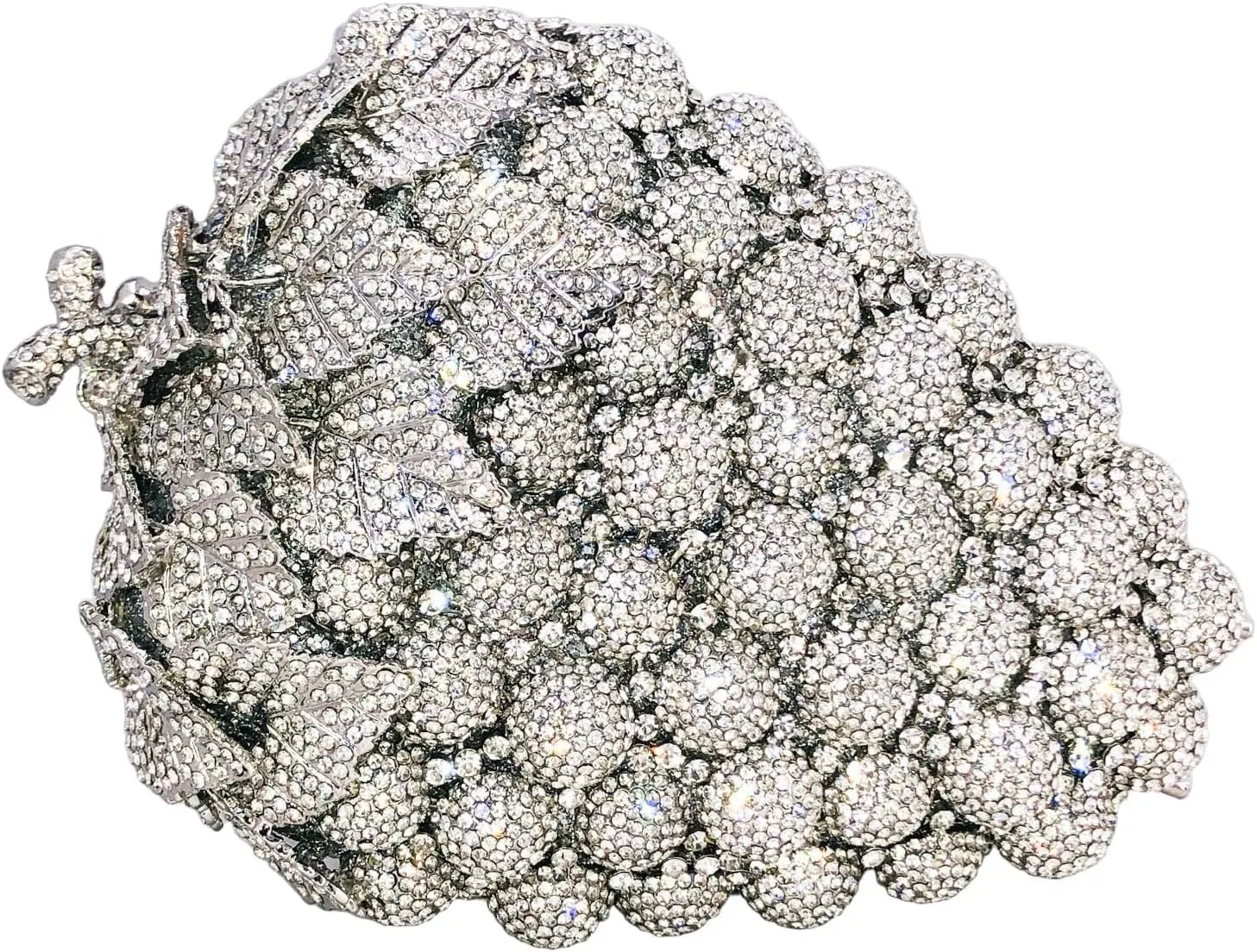 Novelty Grapes Crystal Clutch Bag Women Fruits Evening Handbags Bridal Party Rhinestone Clutch Purse Wedding Bag,Small