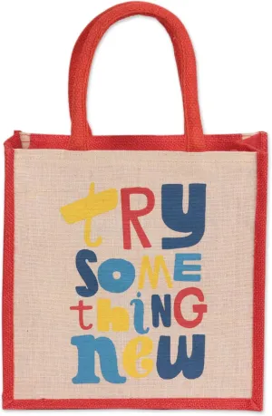 NOVICA Artisan Handmade Jute Blend Tote Bag Cotton Crafted in India Handbags Multicolor Printed Natural Materials Whimsical Try Something New