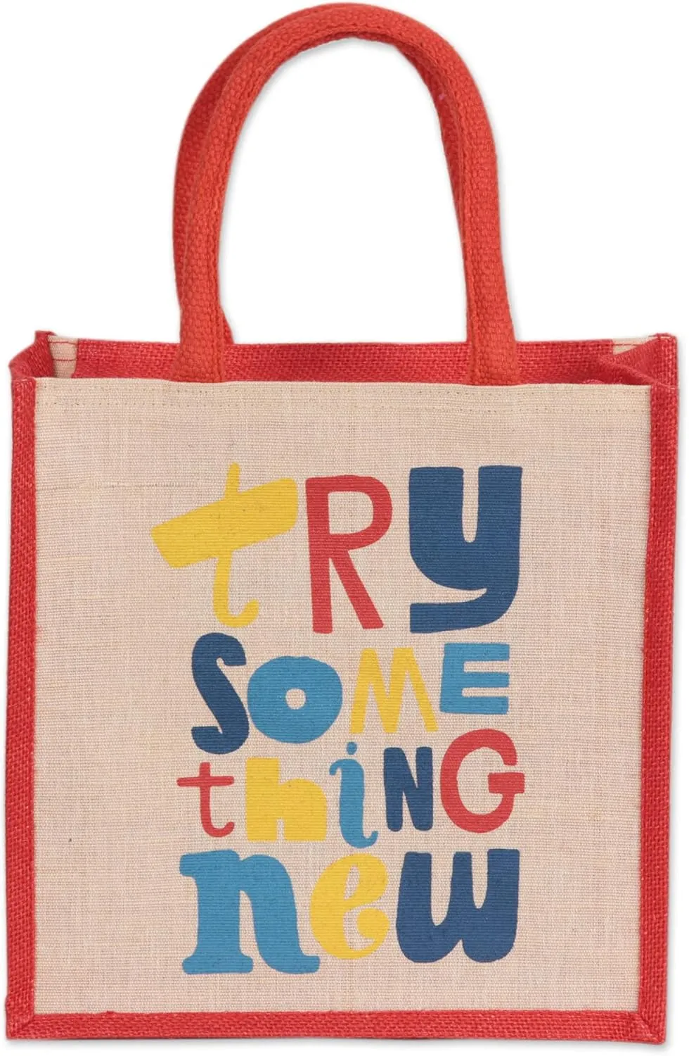 NOVICA Artisan Handmade Jute Blend Tote Bag Cotton Crafted in India Handbags Multicolor Printed Natural Materials Whimsical Try Something New