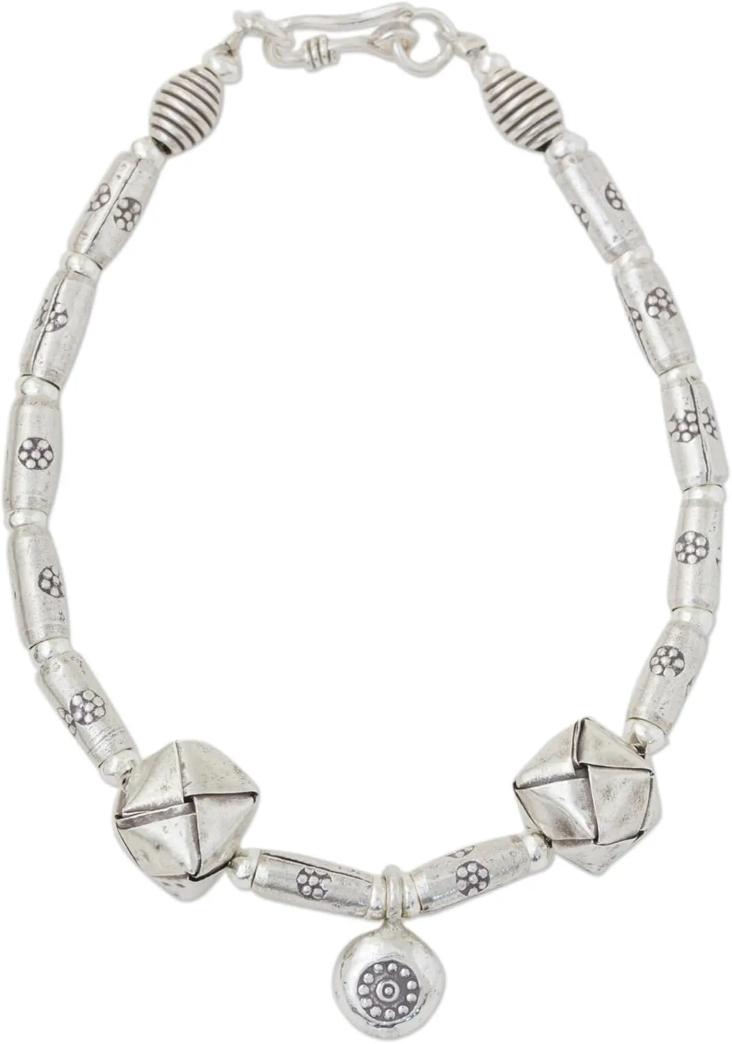 NOVICA Artisan Handmade Sterling Silver Charm Bracelet Beaded Thailand Hill Tribe [pendant(s) 0.4 in L x 0.4 in W 7.5 in L] ' Basket of Surprises'