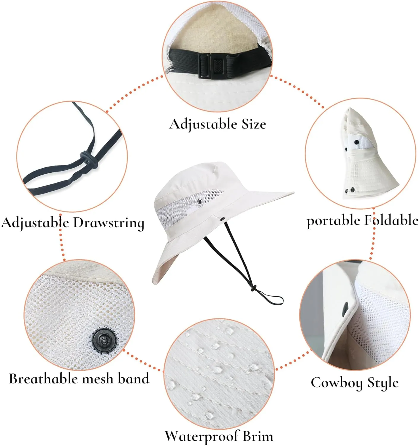 NPJY Sun Hats for Women Men 3” Wide Brim UPF 50  Fishing Beach Bucket Hats