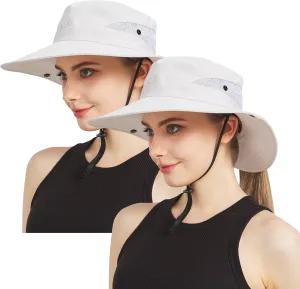 NPJY Sun Hats for Women Men 3” Wide Brim UPF 50  Fishing Beach Bucket Hats