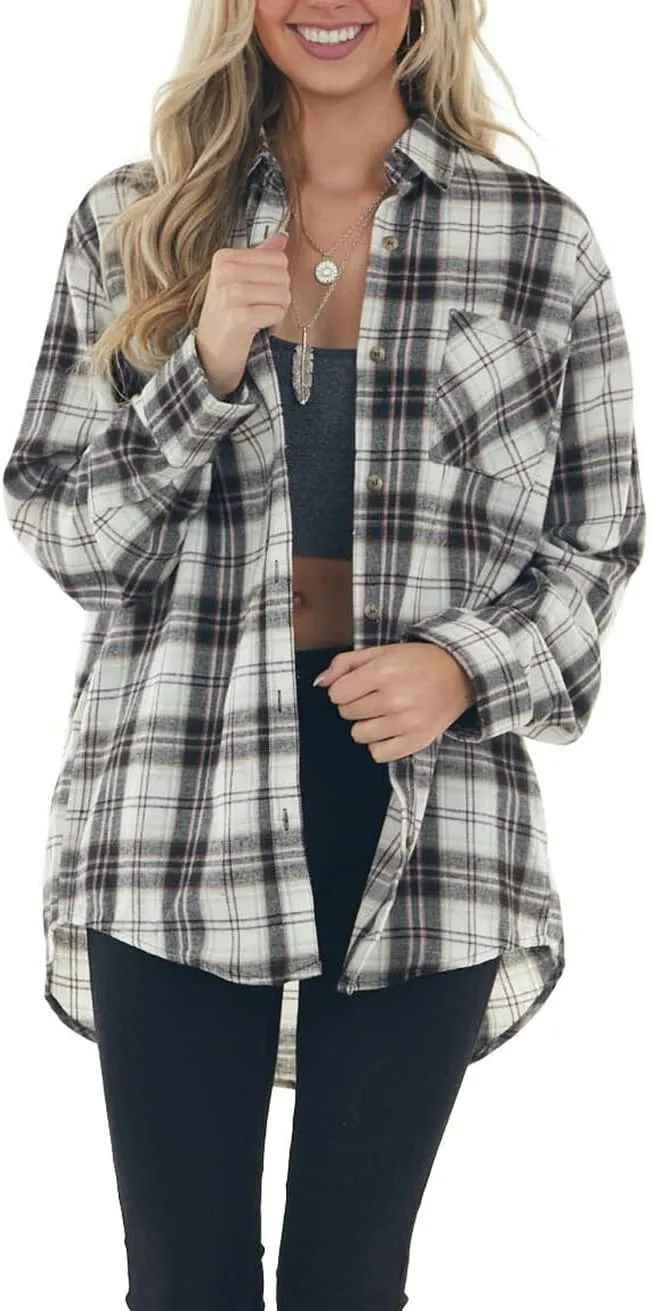 NUOREEL Women Corduroy Shirts Casual Long Sleeve Button Down Blouses Top