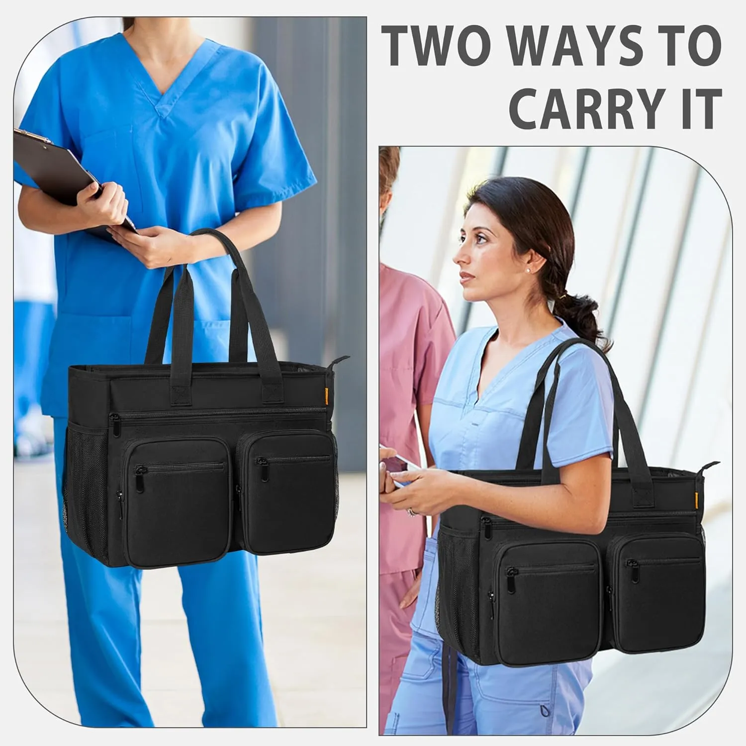 Nurse Tote Bag for Work with Padded 15.6” Laptop Sleeve, Medical Supplies Shoulder Bag Storage Travel Bag for Women, Home Health Nurse Bag